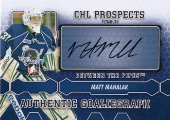 2012-13 In The Game Between The Pipes - Authentic Goaliegraphs #A-MM Matt Mahalak Front
