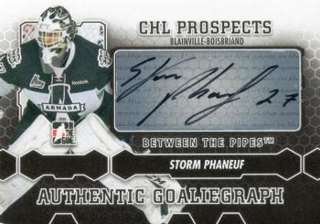 2012-13 In The Game Between The Pipes - Authentic Goaliegraphs #A-SP Storm Phaneuf Front