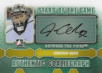 2012-13 In The Game Between The Pipes - Authentic Goaliegraphs #A-JQ Jonathan Quick Front