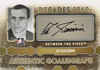 2012-13 In The Game Between The Pipes - Authentic Goaliegraphs #A-EG Ed Giacomin Front