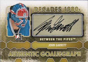 2012-13 In The Game Between The Pipes - Authentic Goaliegraphs #A-JGA John Garrett Front