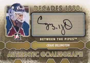 2012-13 In The Game Between The Pipes - Authentic Goaliegraphs #A-CBI Craig Billington Front