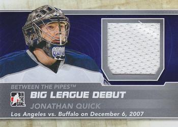 2012-13 In The Game Between The Pipes - Big League Debut Jerseys Silver #BL-10 Jonathan Quick Front