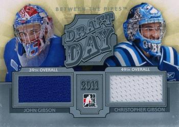 2012-13 In The Game Between The Pipes - Draft Day Jerseys Silver #DD-04 John Gibson / Christopher Gibson Front