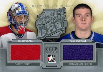 2012-13 In The Game Between The Pipes - Draft Day Jerseys Silver #DD-07 Carey Price / Jonathan Quick Front
