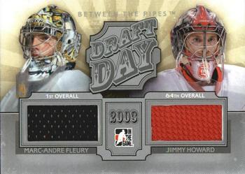 2012-13 In The Game Between The Pipes - Draft Day Jerseys Silver #DD-09 Marc-Andre Fleury / Jimmy Howard Front