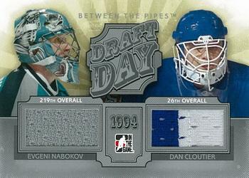 2012-13 In The Game Between The Pipes - Draft Day Jerseys Silver #DD-11 Evgeni Nabokov / Dan Cloutier Front