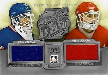 2012-13 In The Game Between The Pipes - Draft Day Jerseys Silver #DD-18 John Vanbiesbrouck / Greg Stefan Front