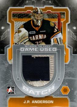 2012-13 In The Game Between The Pipes - Jerseys Patch Silver #M-02 J.P. Anderson Front