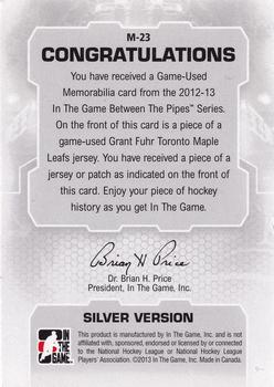 2012-13 In The Game Between The Pipes - Jerseys Silver #M-23 Grant Fuhr Back
