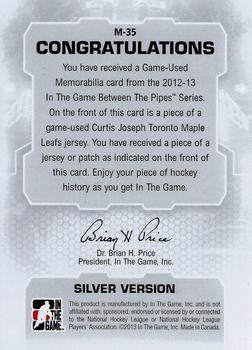 2012-13 In The Game Between The Pipes - Jerseys Silver #M-35 Curtis Joseph Back
