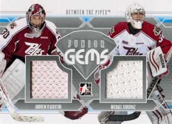 2012-13 In The Game Between The Pipes - Junior Gems Silver #JG-07 Andrew D'Agostini / Michael Giugovaz Front