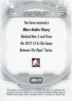 2012-13 In The Game Between The Pipes - Masked Men 5 Rainbow Foil #MM-9 Marc-Andre Fleury Back