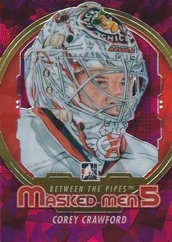 2012-13 In The Game Between The Pipes - Masked Men 5 Rainbow Foil #MM-12 Corey Crawford Front
