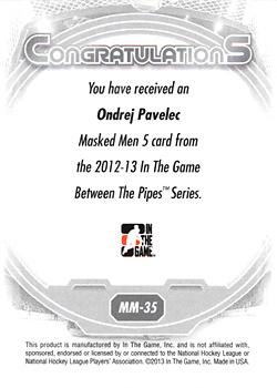 2012-13 In The Game Between The Pipes - Masked Men 5 Rainbow Foil #MM-35 Ondrej Pavelec Back