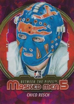 2012-13 In The Game Between The Pipes - Masked Men 5 Rainbow Foil #MM-40 Chico Resch Front