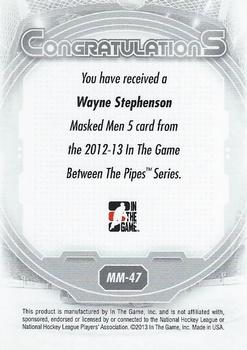 2012-13 In The Game Between The Pipes - Masked Men 5 Rainbow Foil #MM-47 Wayne Stephenson Back