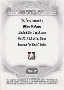 2012-13 In The Game Between The Pipes - Masked Men 5 Silver Foil #MM-29 Gilles Meloche Back