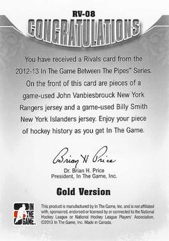 2012-13 In The Game Between The Pipes - Rivals Gold #RV-08 John Vanbiesbrouck / Billy Smith Back