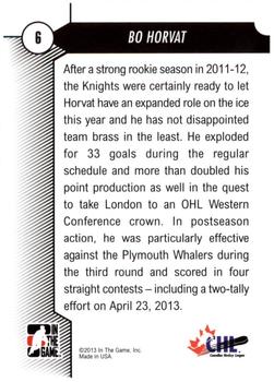 2012-13 In The Game Draft Prospects #6 Bo Horvat Back
