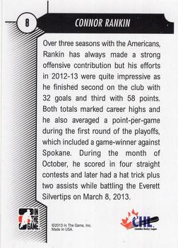 2012-13 In The Game Draft Prospects #8 Connor Rankin Back