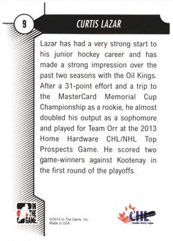 2012-13 In The Game Draft Prospects #9 Curtis Lazar Back
