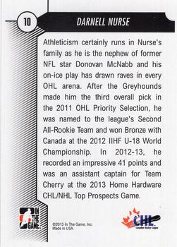 2012-13 In The Game Draft Prospects #10 Darnell Nurse Back