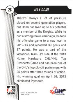 2012-13 In The Game Draft Prospects #26 Max Domi Back