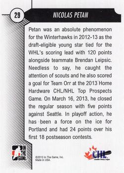2012-13 In The Game Draft Prospects #29 Nicolas Petan Back