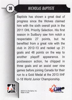 2012-13 In The Game Draft Prospects #30 Nicholas Baptiste Back