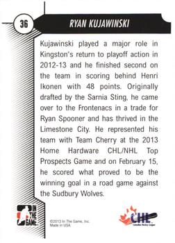 2012-13 In The Game Draft Prospects #36 Ryan Kujawinski Back