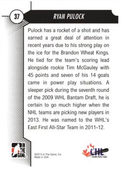 2012-13 In The Game Draft Prospects #37 Ryan Pulock Back