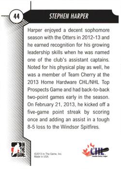 2012-13 In The Game Draft Prospects #44 Stephen Harper Back
