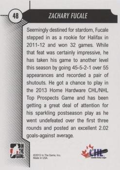 2012-13 In The Game Draft Prospects #48 Zachary Fucale Back