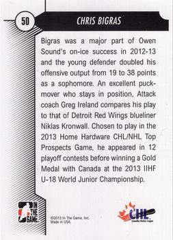 2012-13 In The Game Draft Prospects #50 Chris Bigras Back