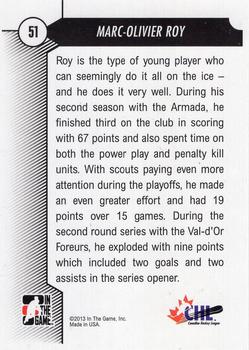 2012-13 In The Game Draft Prospects #51 Marc-Olivier Roy Back