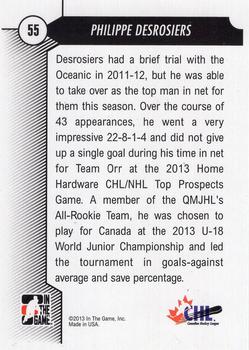 2012-13 In The Game Draft Prospects #55 Philippe Desrosiers Back