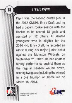 2012-13 In The Game Draft Prospects #61 Alexis Pepin Back