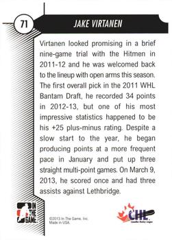 2012-13 In The Game Draft Prospects #71 Jake Virtanen Back