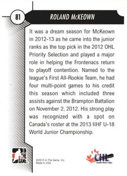 2012-13 In The Game Draft Prospects #81 Roland McKeown Back