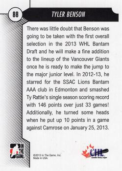 2012-13 In The Game Draft Prospects #88 Tyler Benson Back