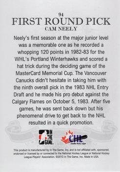 2012-13 In The Game Draft Prospects #94 Cam Neely Back