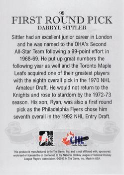 2012-13 In The Game Draft Prospects #99 Darryl Sittler Back