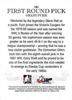 2012-13 In The Game Draft Prospects #105 Grant Fuhr Back