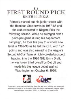 2012-13 In The Game Draft Prospects #114 Keith Primeau Back