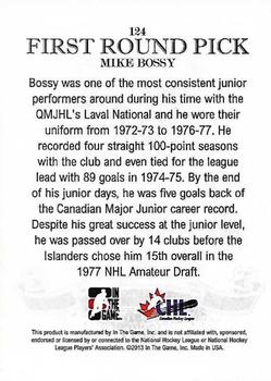2012-13 In The Game Draft Prospects #124 Mike Bossy Back