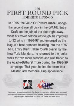 2012-13 In The Game Draft Prospects #136 Roberto Luongo Back