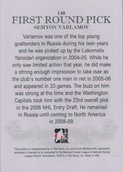 2012-13 In The Game Draft Prospects #140 Semyon Varlamov Back