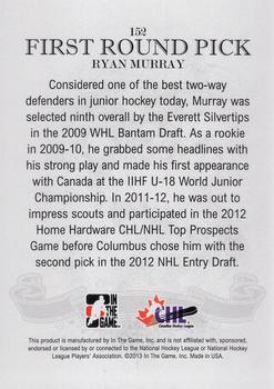 2012-13 In The Game Draft Prospects #152 Ryan Murray Back