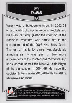 2012-13 In The Game Draft Prospects #173 Shea Weber Back